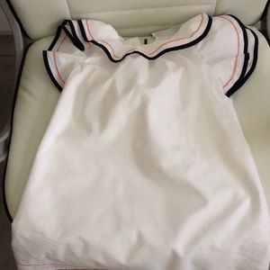 Janie and Jack white dress with red & blue stitch